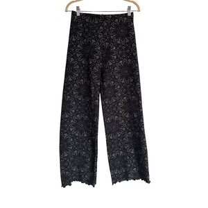 Haystacks Black Lace Pattern Wide Leg Pants Women's Small Holiday Party